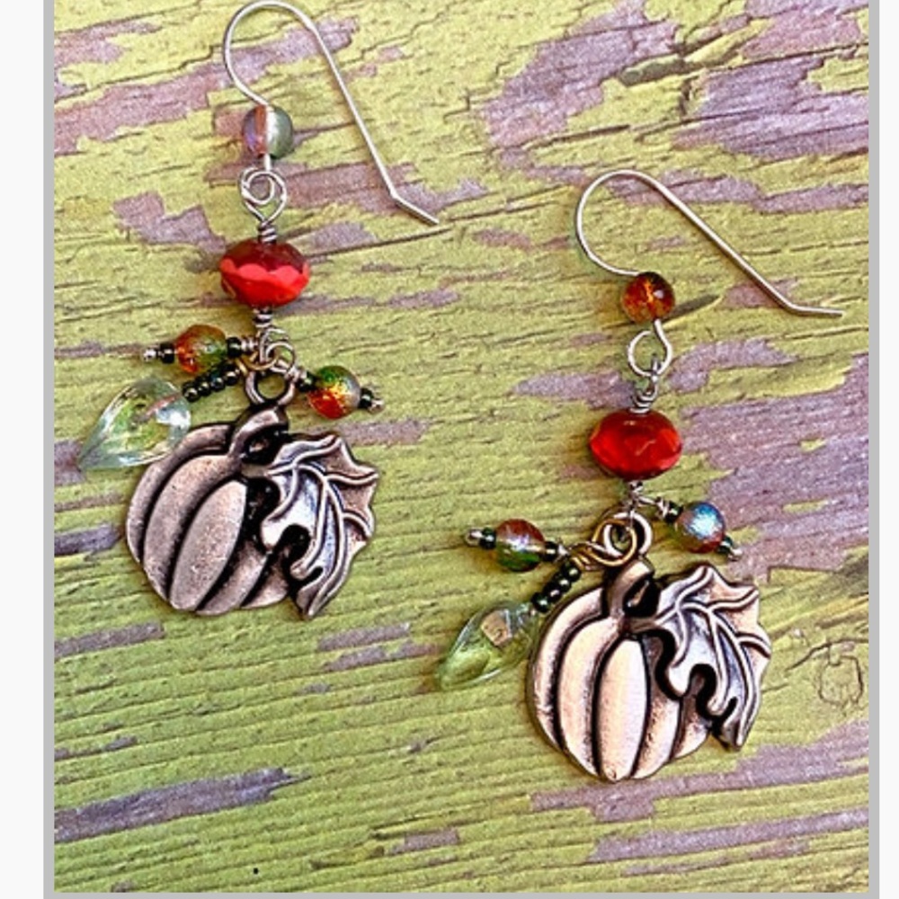 Handmade pumpkin patch earrings